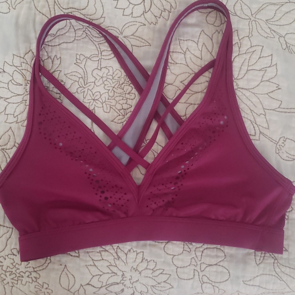Purple laser cut VS sports bra